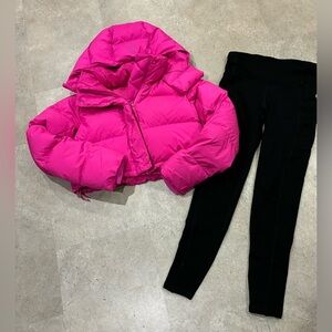 Women’s LULULEMON/ATHLETA Wunder Puff Cropped Down Winter Coat & Lined Leggings